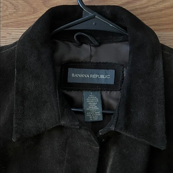 Vintage Banana Republic Women Large Brown Genuine Suede Leather Coat Jacket - Picture 6 of 16